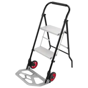 2 in 1 Hand Truck, 200 lbs Capacity, Folding Hand Truck Dolly w/Wheels & 2 Step Ladder
