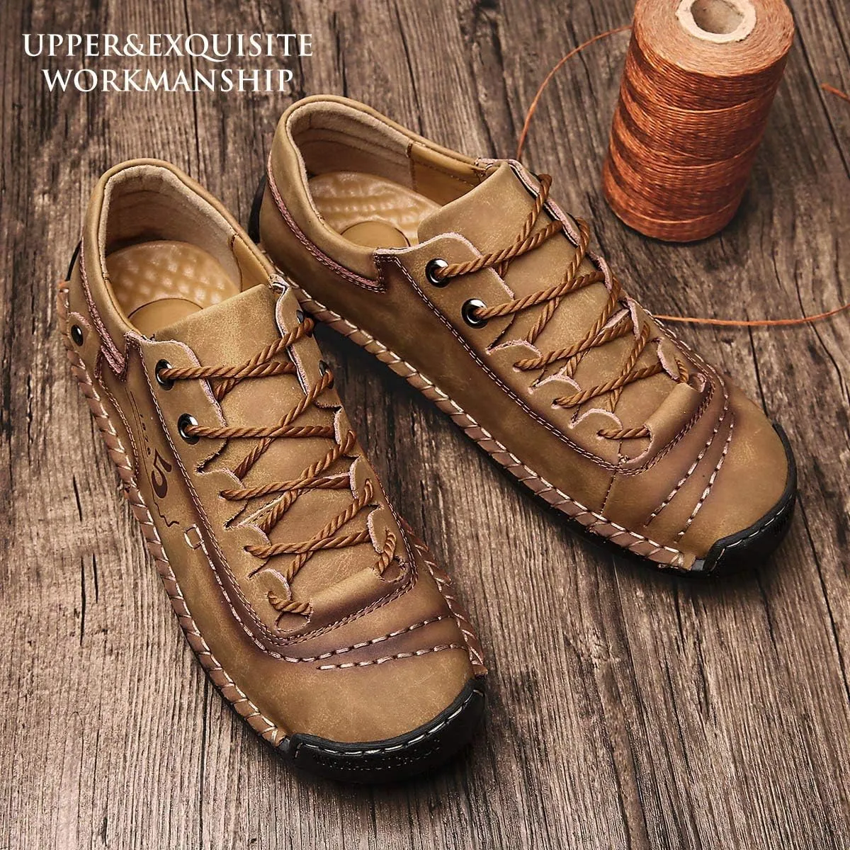 alcubieree Mens Leather Casual Shoes Comfortable Fashion Sneakers Loafers Lightweight Dress Walking Driving Shoes for MenSize 7.5-13