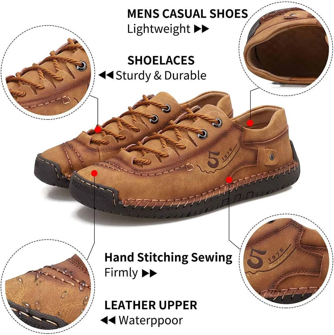 alcubieree Mens Leather Casual Shoes Comfortable Fashion Sneakers Loafers Lightweight Dress Walking Driving Shoes for MenSize 7.5-13