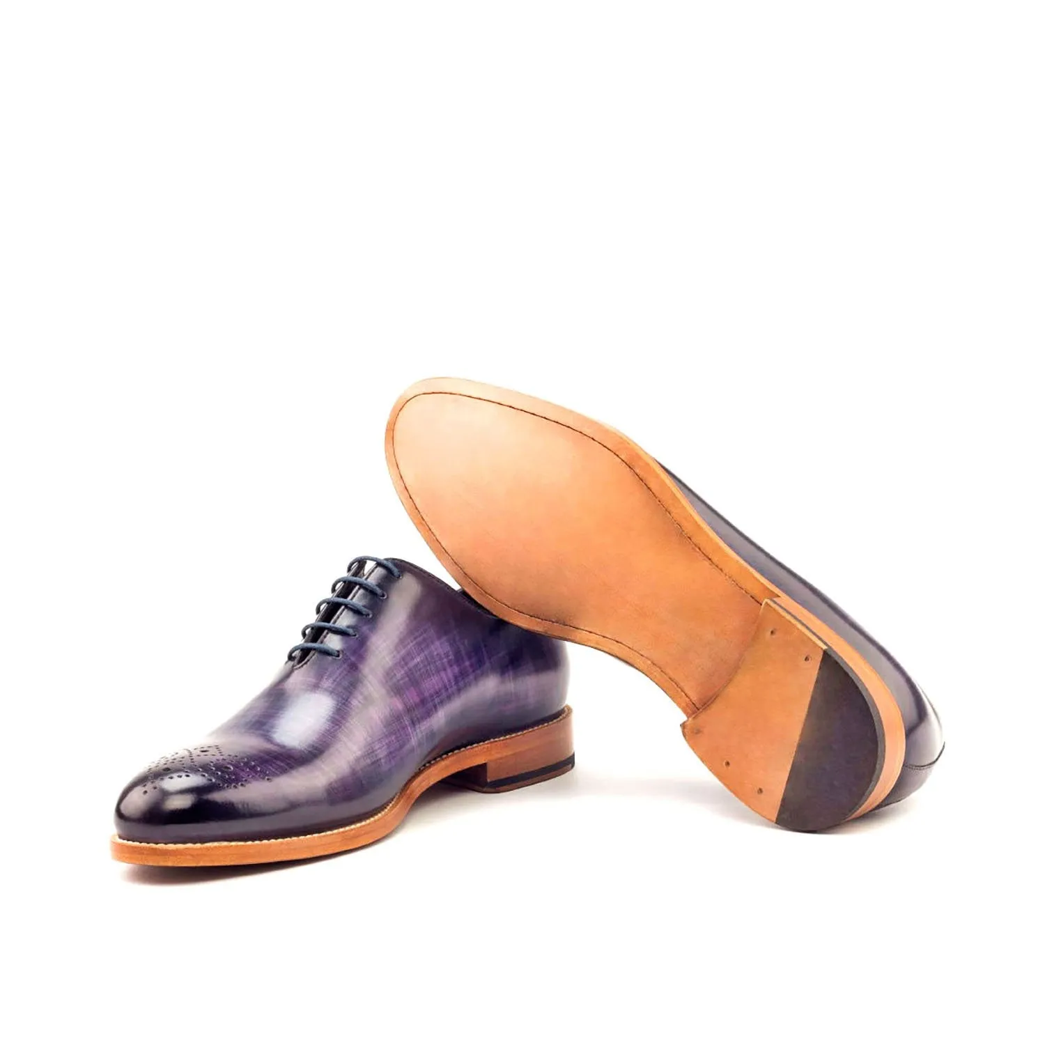 Ambrogio Bespoke Men's Handmade Custom Made Shoes Purple Patina Leather Dress Oxfords (AMB1295)