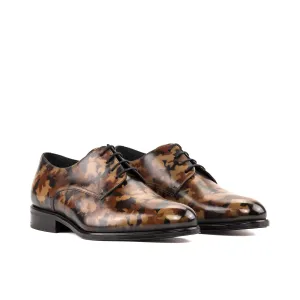 Ambrogio Bespoke Men's Shoes Brown Camo Patina Leather Derby Oxfords (AMB2352)