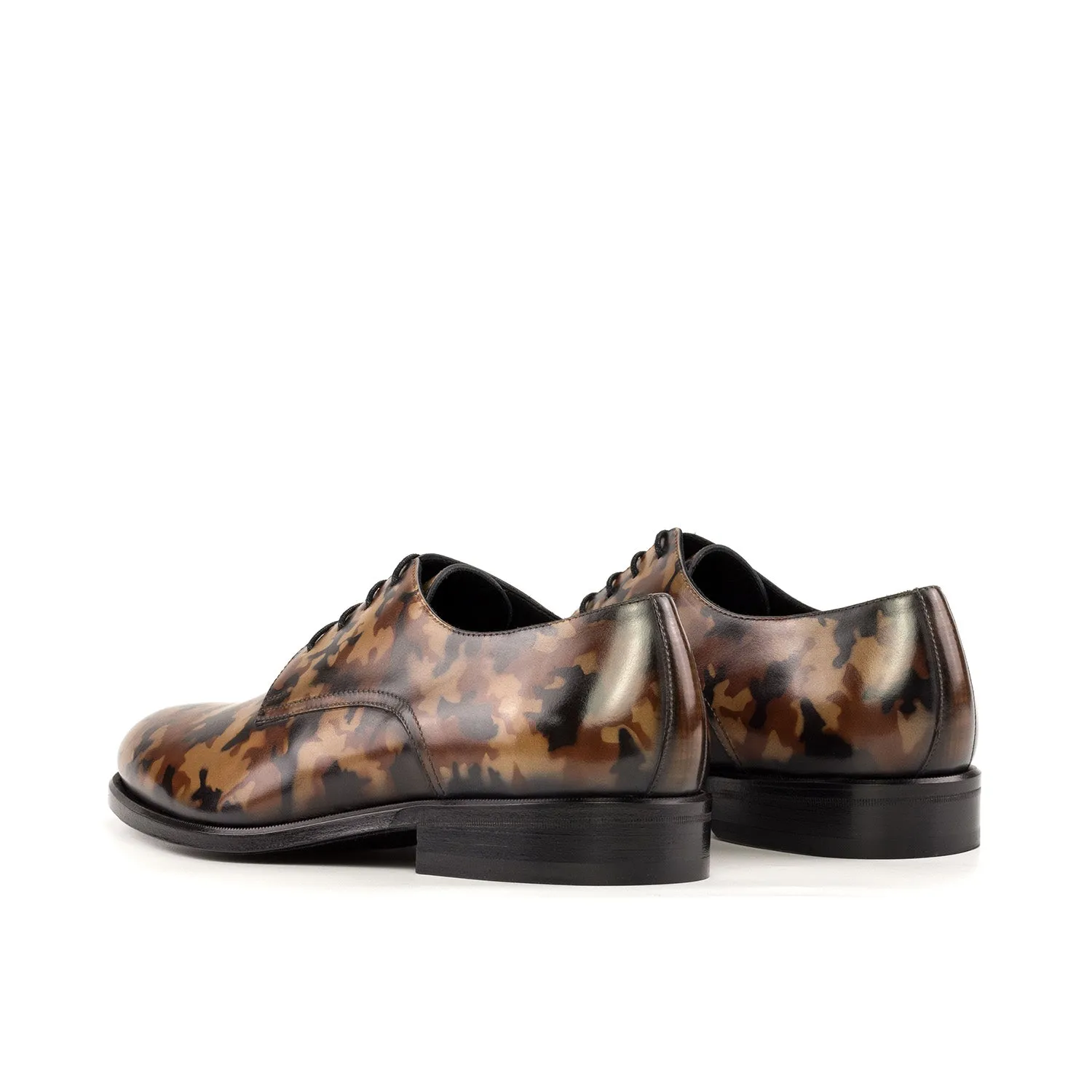 Ambrogio Bespoke Men's Shoes Brown Camo Patina Leather Derby Oxfords (AMB2352)