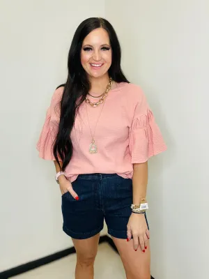 Angel Wings Casual Gauze Top Blush