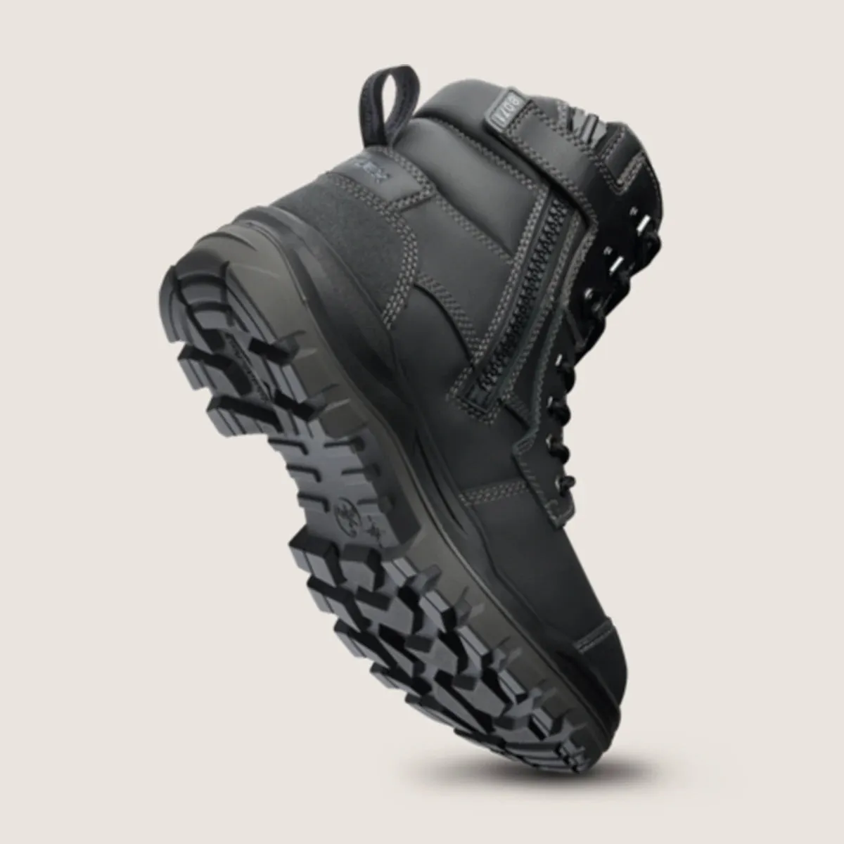 Blundstone RotoFlex Black water-resistant Platinum leather 150mm zip sided safety boot - 8071