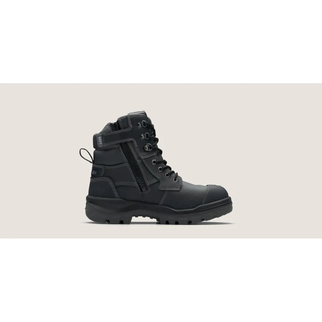 Blundstone RotoFlex Black water-resistant Platinum leather 150mm zip sided safety boot - 8071