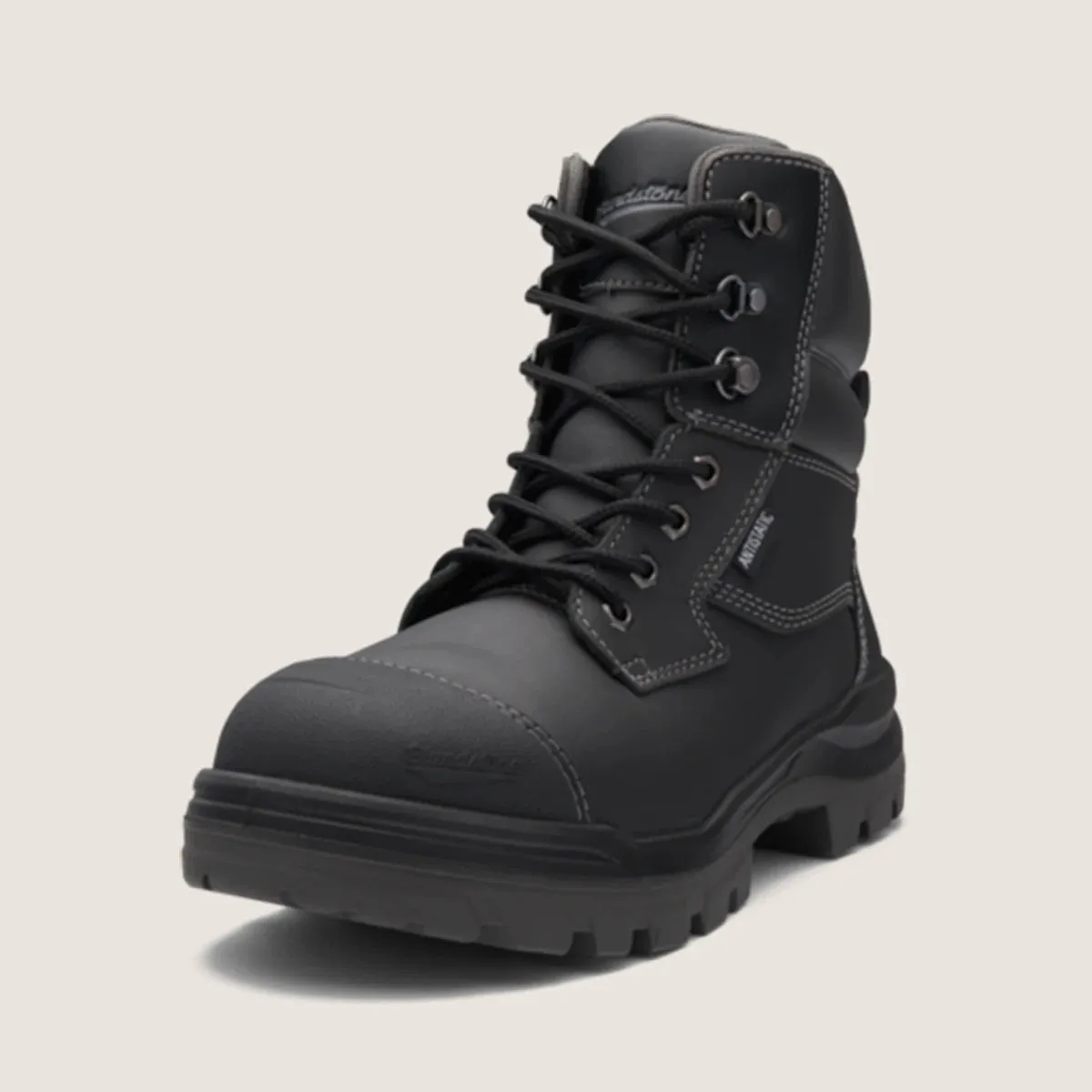 Blundstone RotoFlex Black water-resistant Platinum leather 150mm zip sided safety boot - 8071