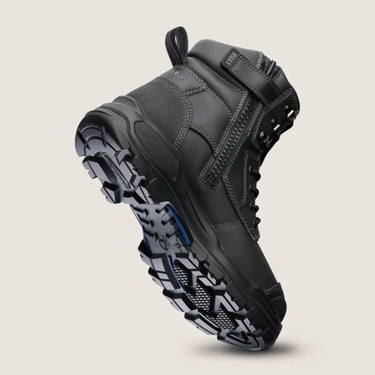 Blundstone RotoFlex Black water-resistant Platinum leather 150mm zip sided safety boot - 9061