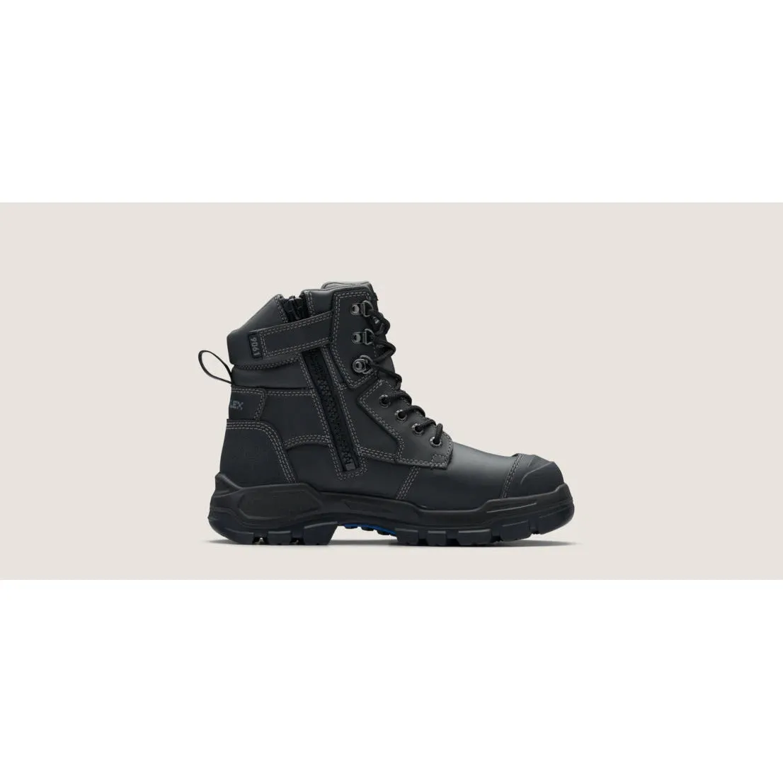 Blundstone RotoFlex Black water-resistant Platinum leather 150mm zip sided safety boot - 9061