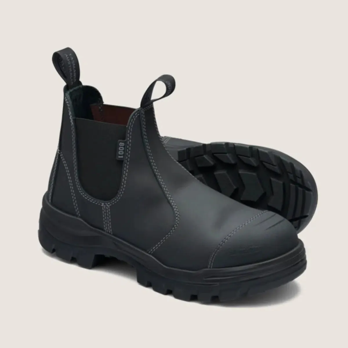 Blundstone RotoFlex Black water-resistant Platinum leather elastic side safety boot - 8001