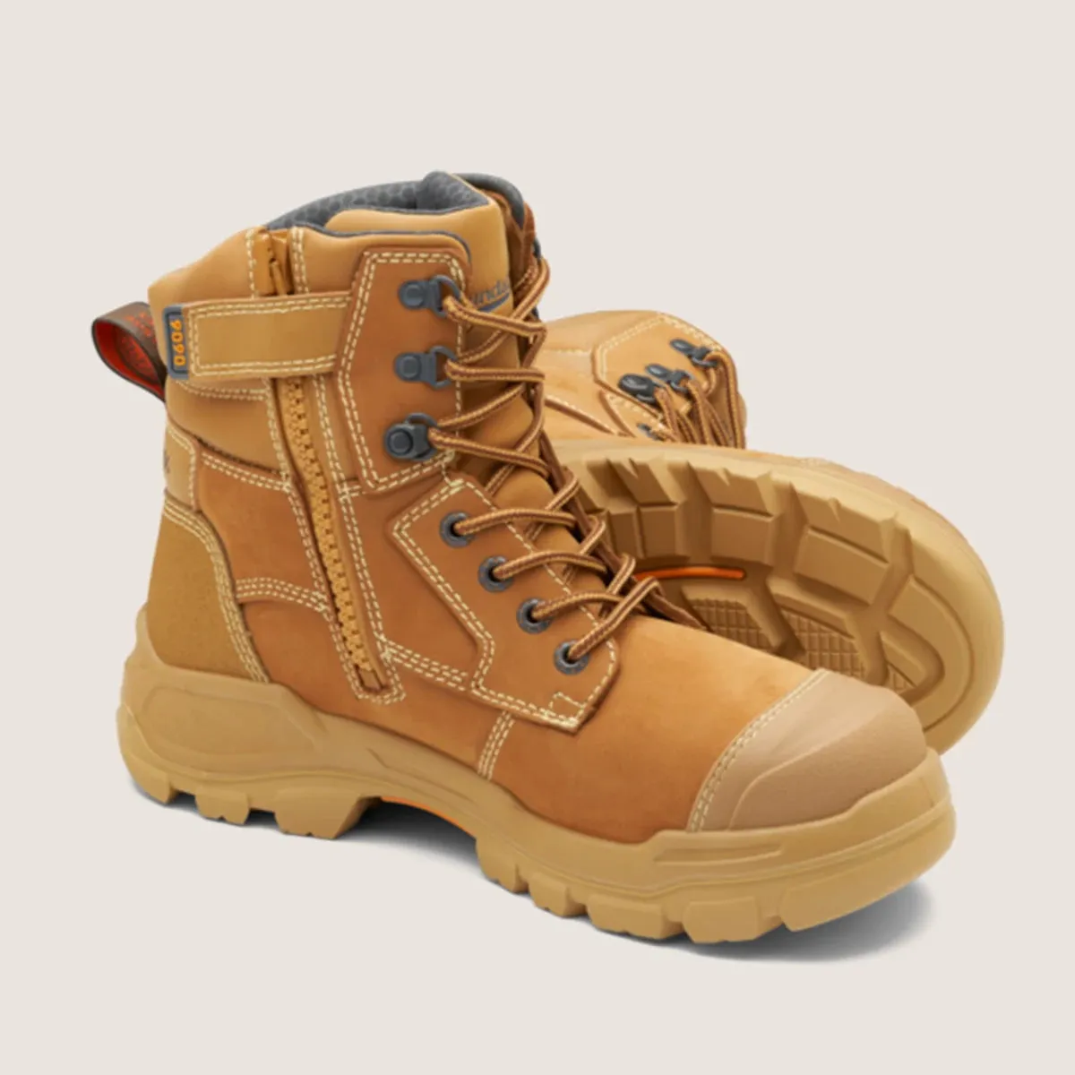Blundstone RotoFlex Wheat water-resistant premium nubuck 150mm penetration-resistant zip sided safety boot - 9090