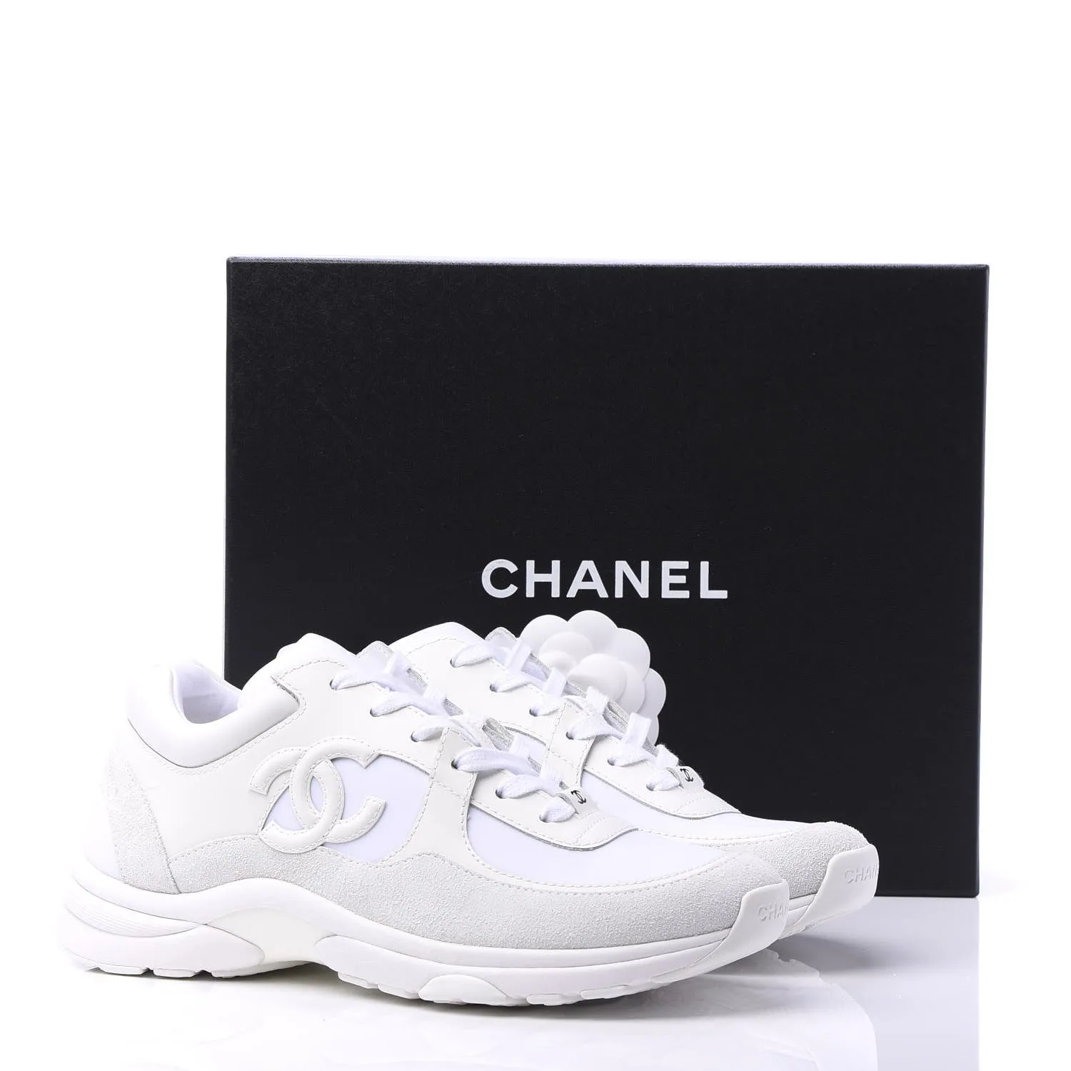 CHANEL SUEDE CALFSKIN LEATHER CC SNEAKERS