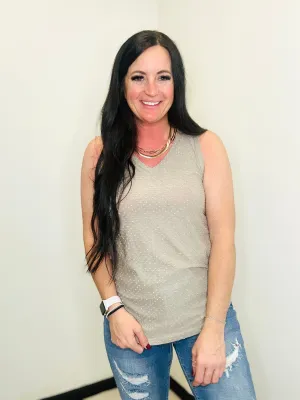 Claire Dotted Knit Tank Taupe