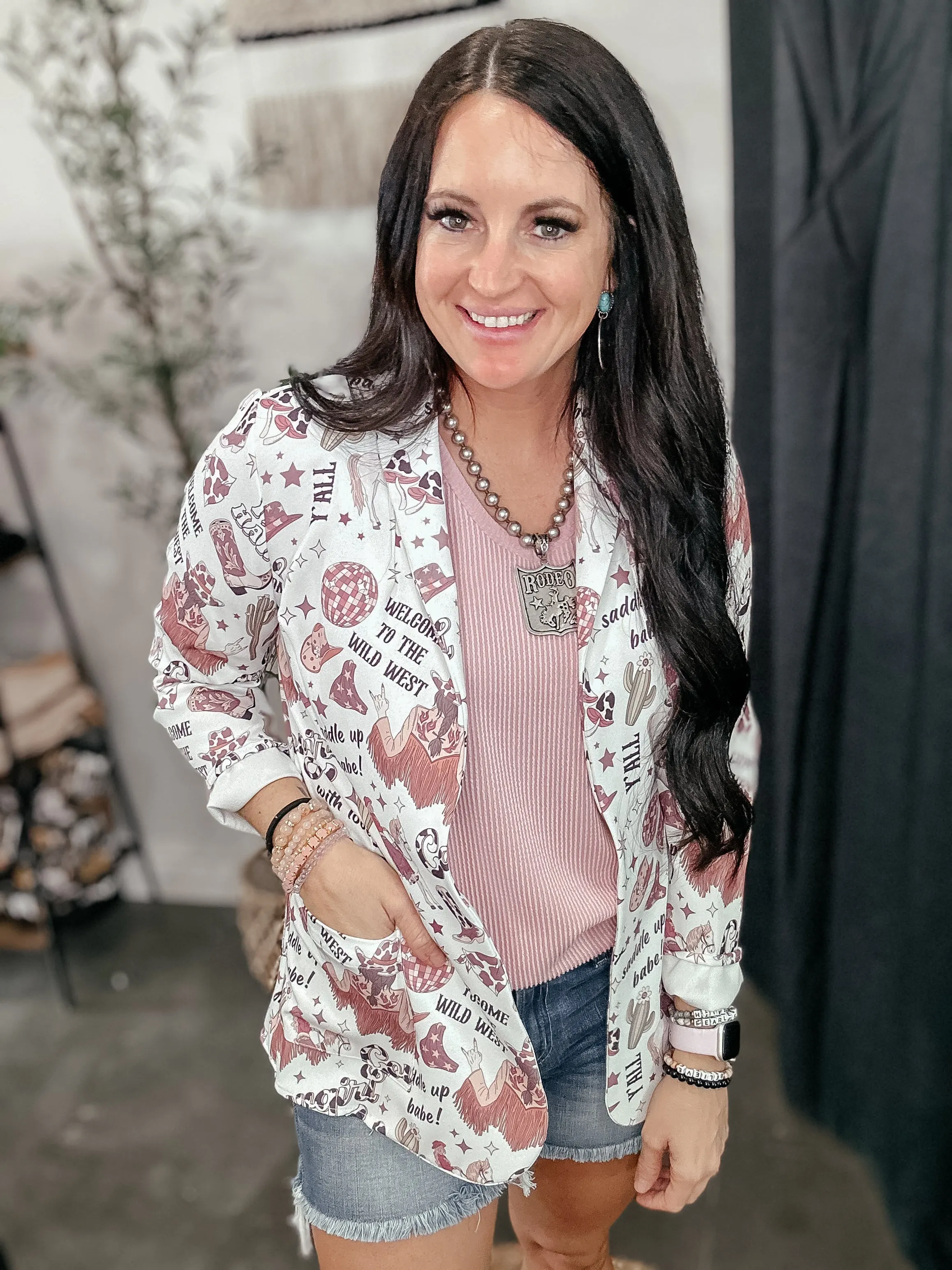 Cowgirl Print Western Blazer
