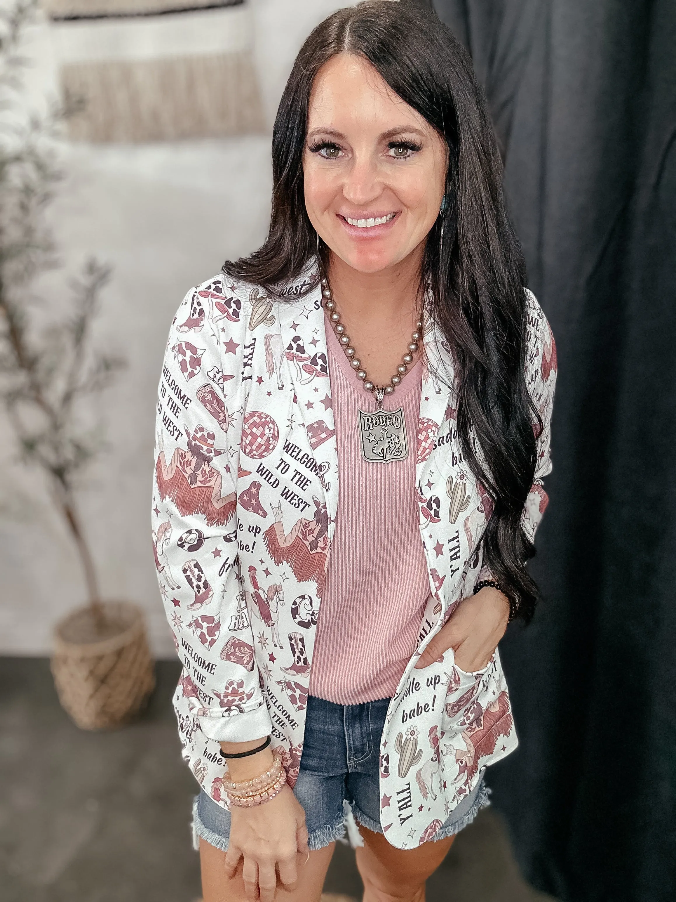 Cowgirl Print Western Blazer