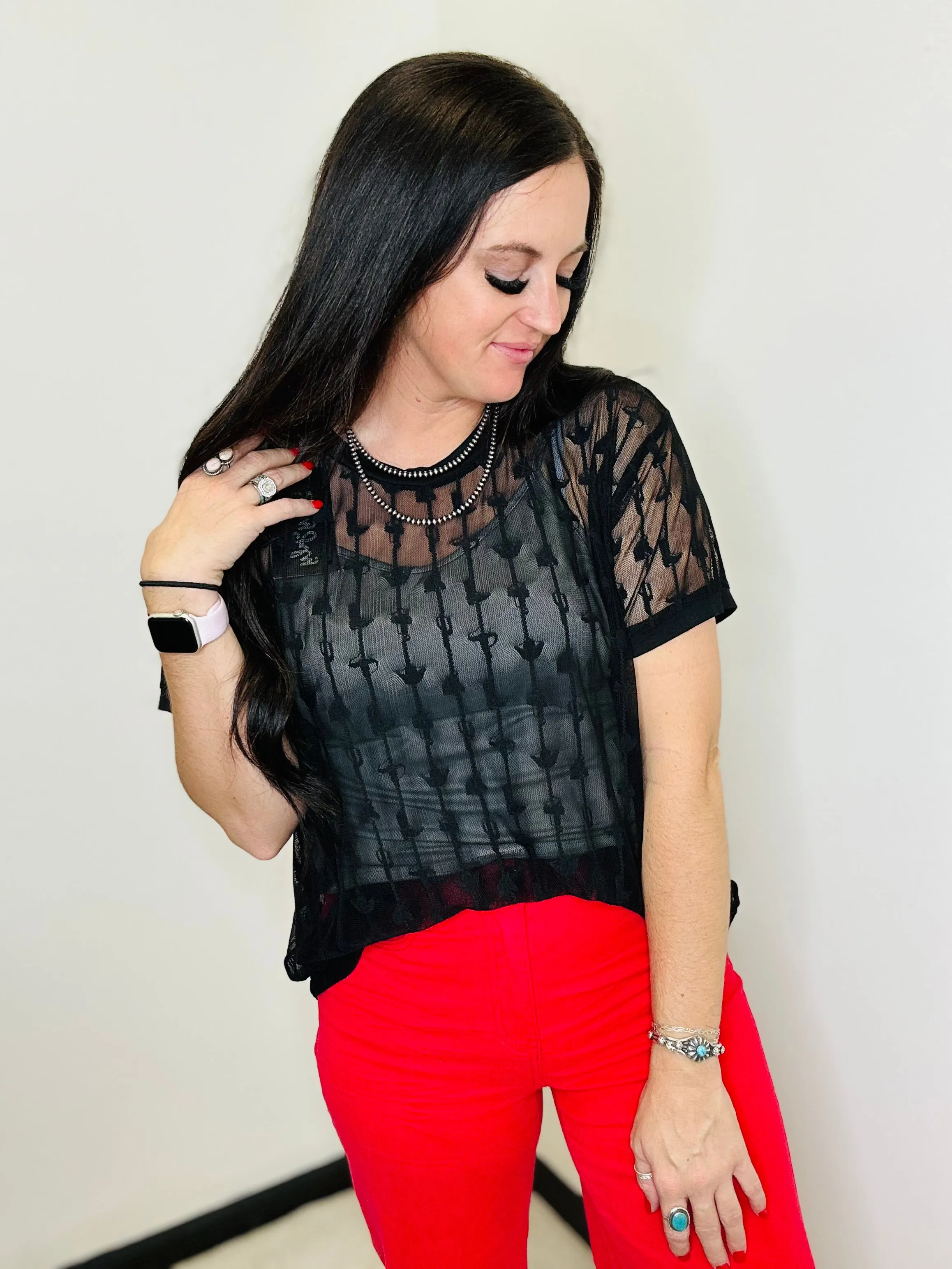 Cowtown Cutesy Sheer Mesh with Tank Black