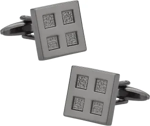 Cuff-Daddy 4 Square Gunmetal Tone Cufflinks with Presentation Box