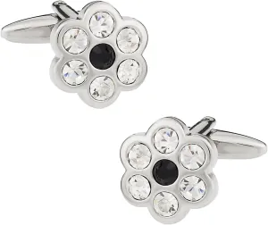 Cuff-Daddy Crystal Flower Cufflinks with Presentation Box