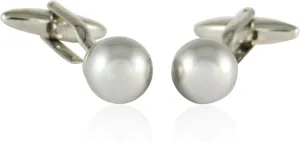 Cuff-Daddy Crystal Light Gray Simulated Pearl Cufflinks with Presentation Gift Box - Perfect for Wedding Travel