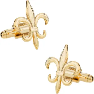 Cuff-Daddy Fleur De Lis Cufflinks Gold-Tone New Orleans Mardi Gras with Presentation Box