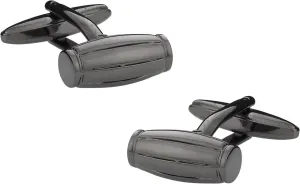 Cuff-Daddy Gunmetal Tone Barrel Cufflinks with Presentation Box