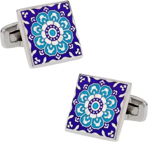 Cuff-Daddy Kaleidoscope Cufflinks in Blue with Presentation Box
