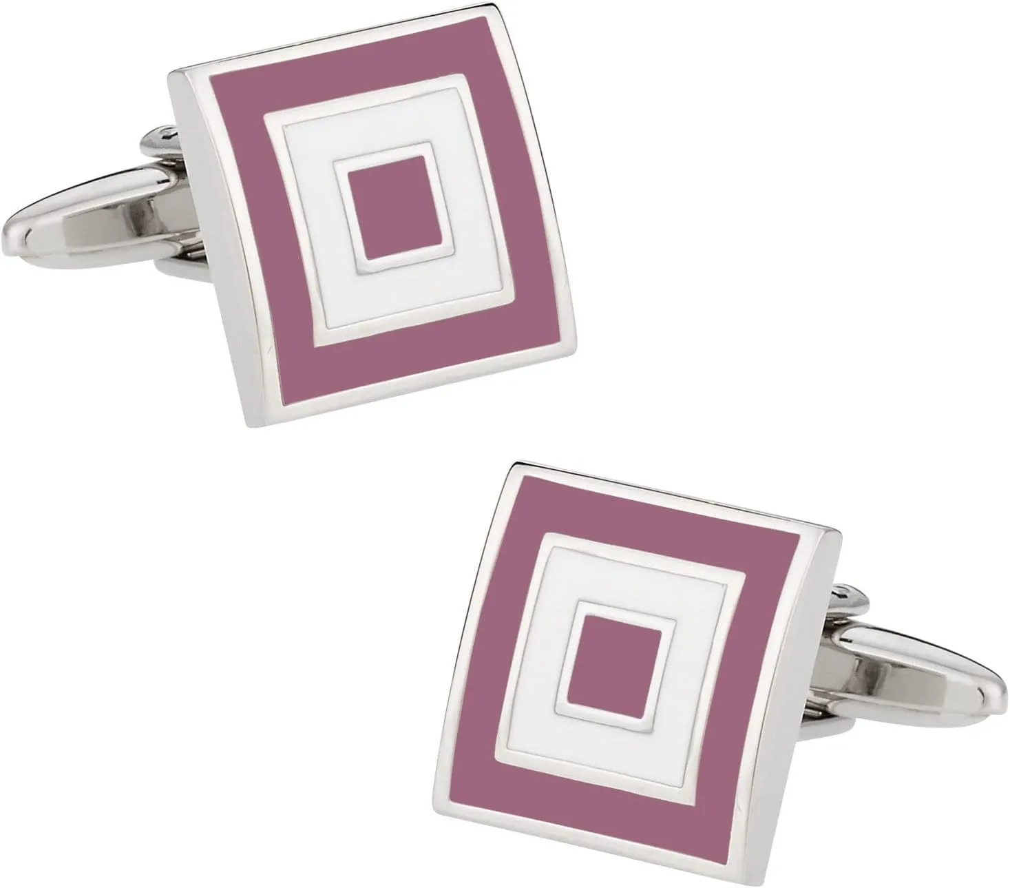 Cuff-Daddy Pink Bullseye Cufflinks with Presentation Gift Box - Pink and White Cufflinks for Men