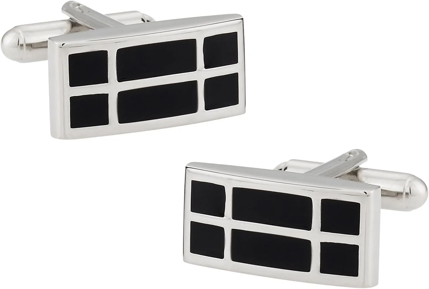 Cuff-Daddy Rectangular Black Enamel Cufflinks with Presentation Box