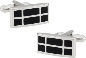Cuff-Daddy Rectangular Black Enamel Cufflinks with Presentation Box