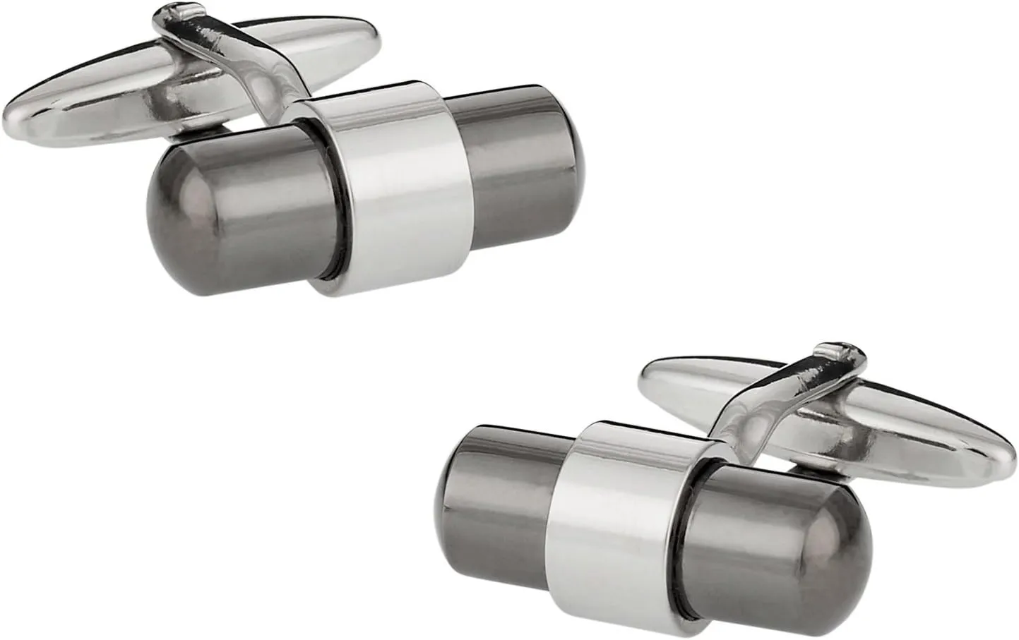 Cuff-Daddy Silver Gunmetal Banded Cufflinks with Presentation Box