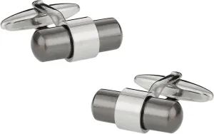 Cuff-Daddy Silver Gunmetal Banded Cufflinks with Presentation Box