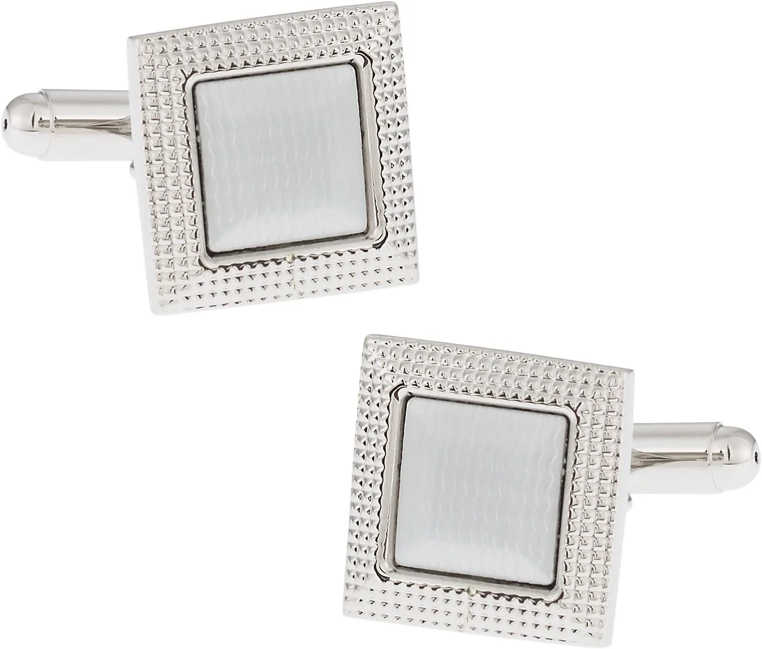 Cuff-Daddy Versatile Metallic Silver Tone Square Cufflinks with Presentation Box