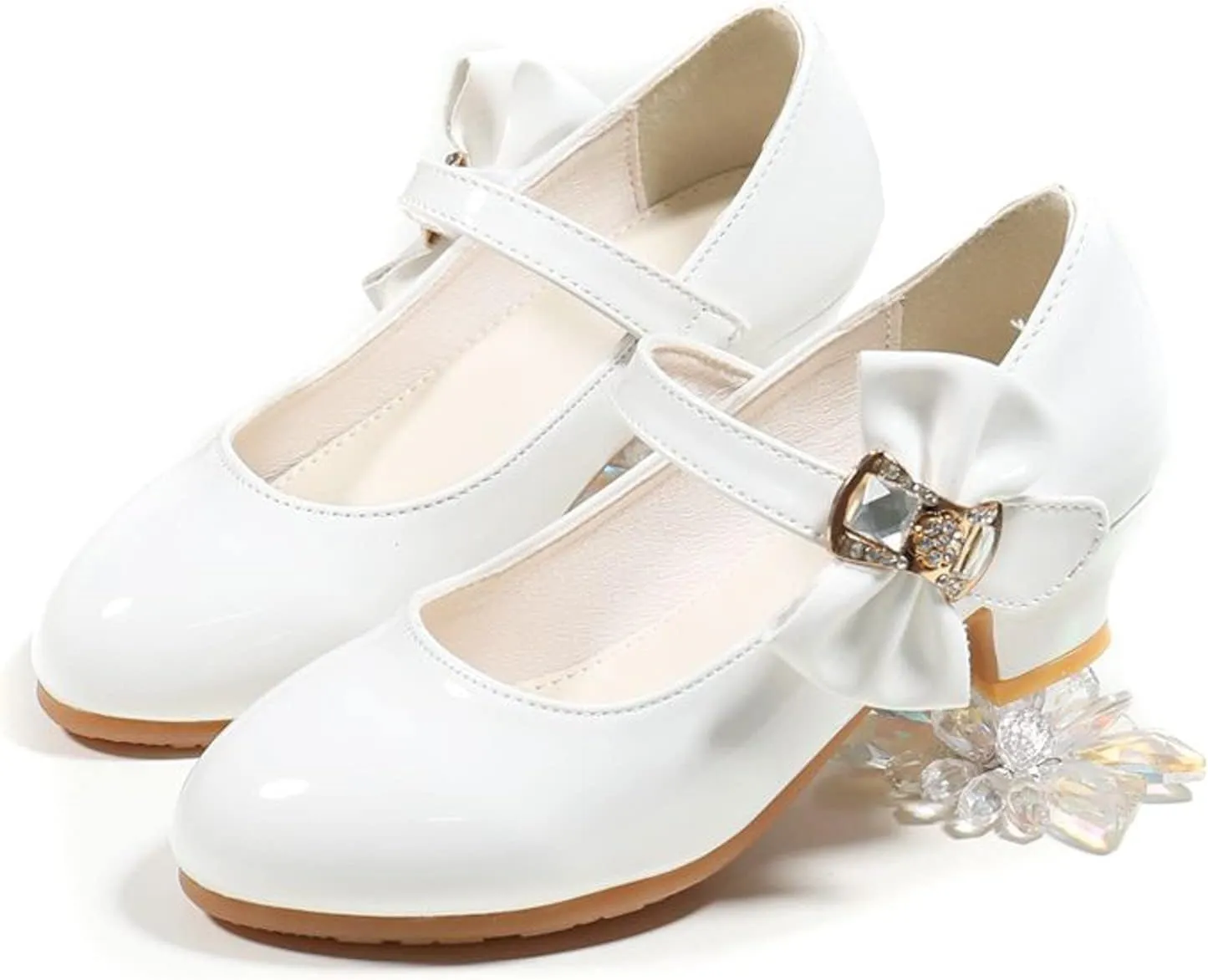 Cute Shoes for Girls Size 13 Fashion Kids Children Girls Spring PU Princess Dance Party Dress Baby (White, 3 Big Kids)