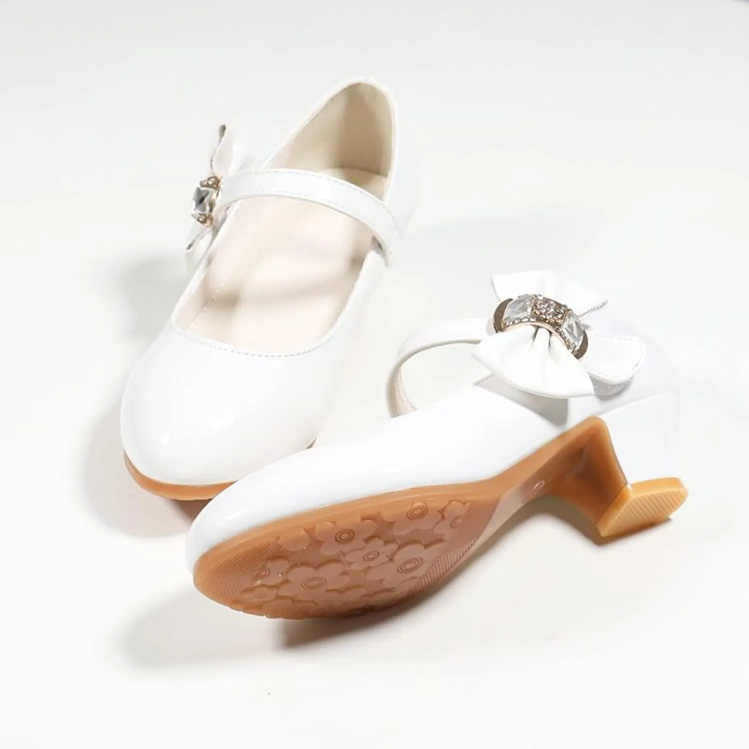 Cute Shoes for Girls Size 13 Fashion Kids Children Girls Spring PU Princess Dance Party Dress Baby (White, 3 Big Kids)