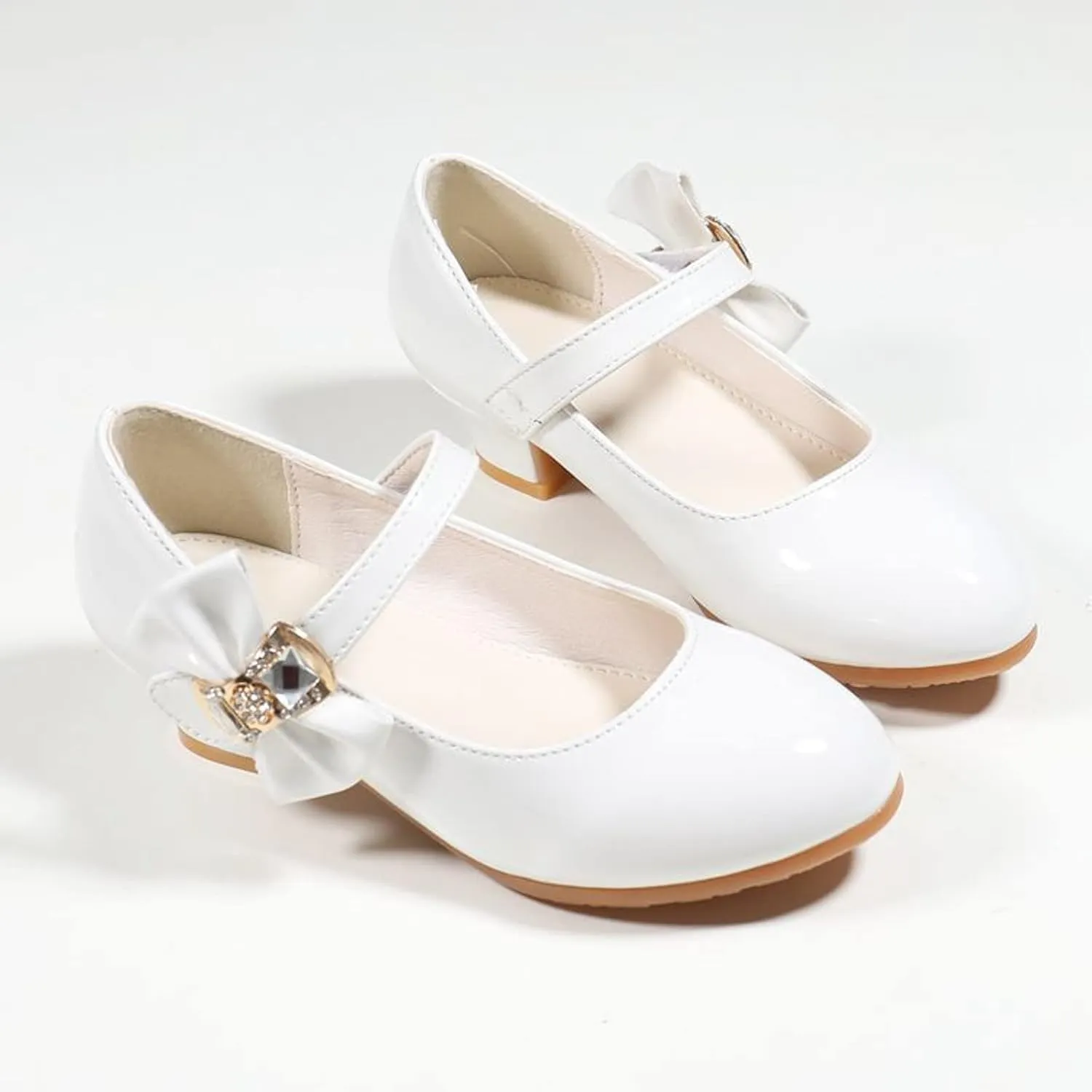 Cute Shoes for Girls Size 13 Fashion Kids Children Girls Spring PU Princess Dance Party Dress Baby (White, 3 Big Kids)