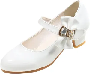 Cute Shoes for Girls Size 13 Fashion Kids Children Girls Spring PU Princess Dance Party Dress Baby (White, 3 Big Kids)