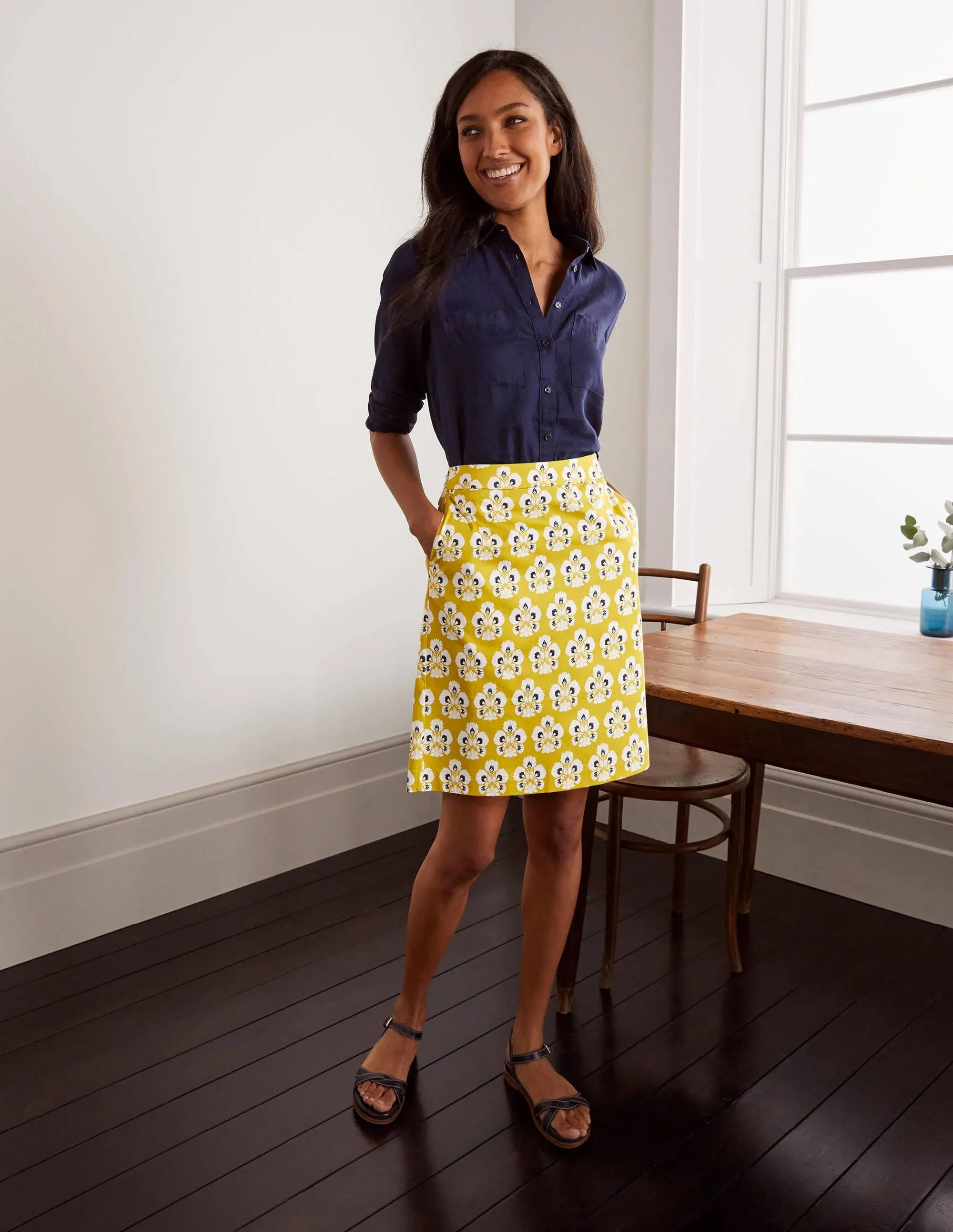 Danby Pull On Mini Skirt-Chartreuse, Carnation Stamp