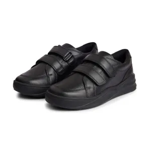 Double Strap Kids School Shoes - Black
