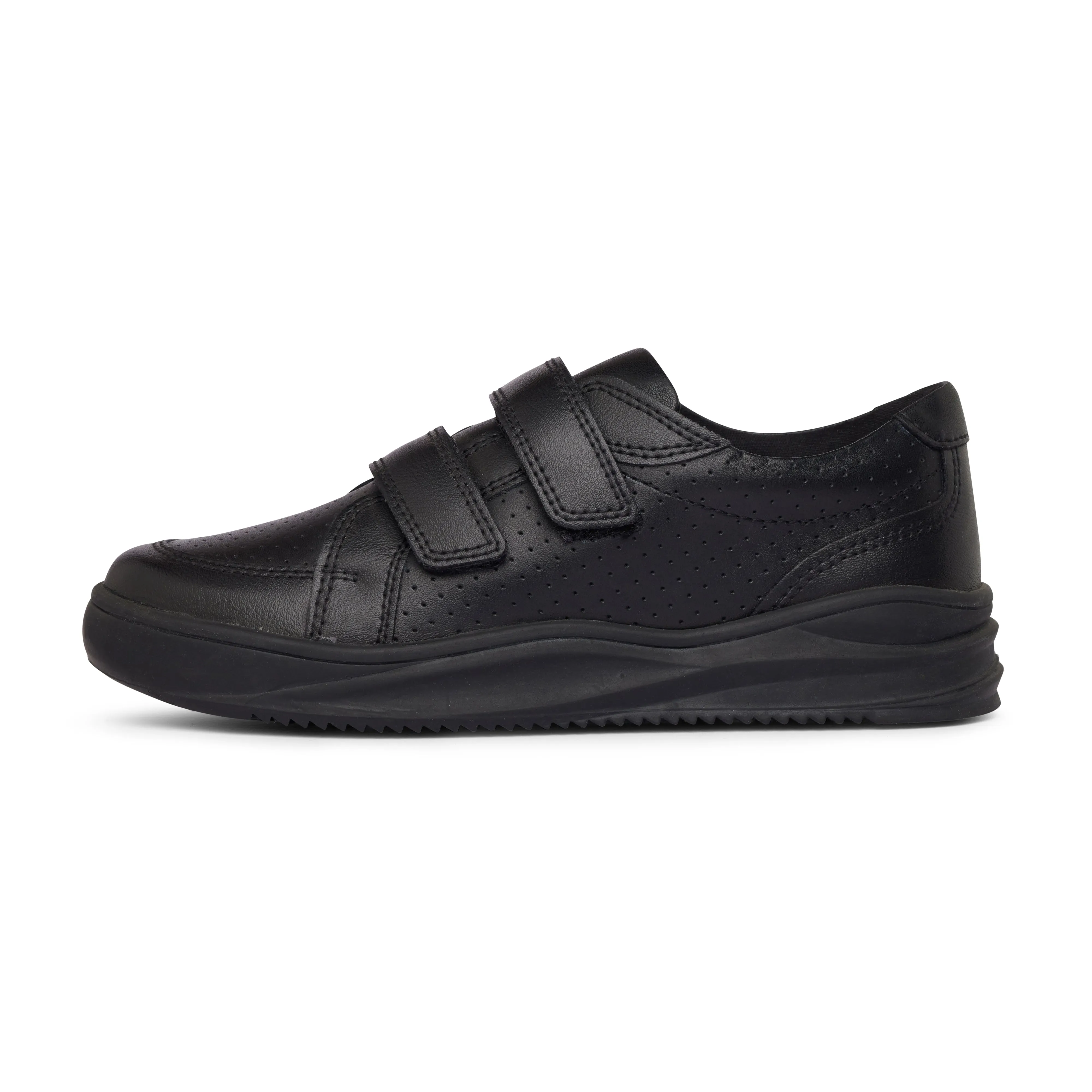 Double Strap Kids School Shoes - Black
