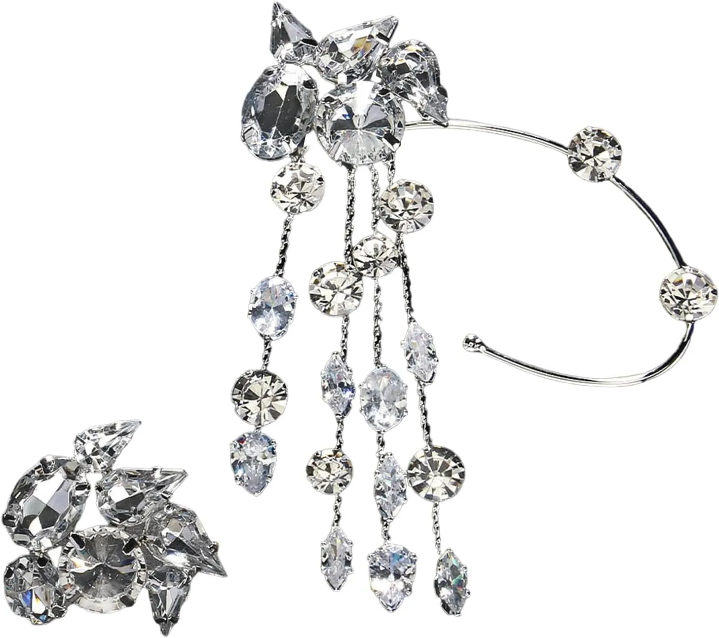 Elegant Rhinestones Tassels Ear Cuff Modern Rhinestones Tassels Earrings Adornment Designed for Elegances and Comfort