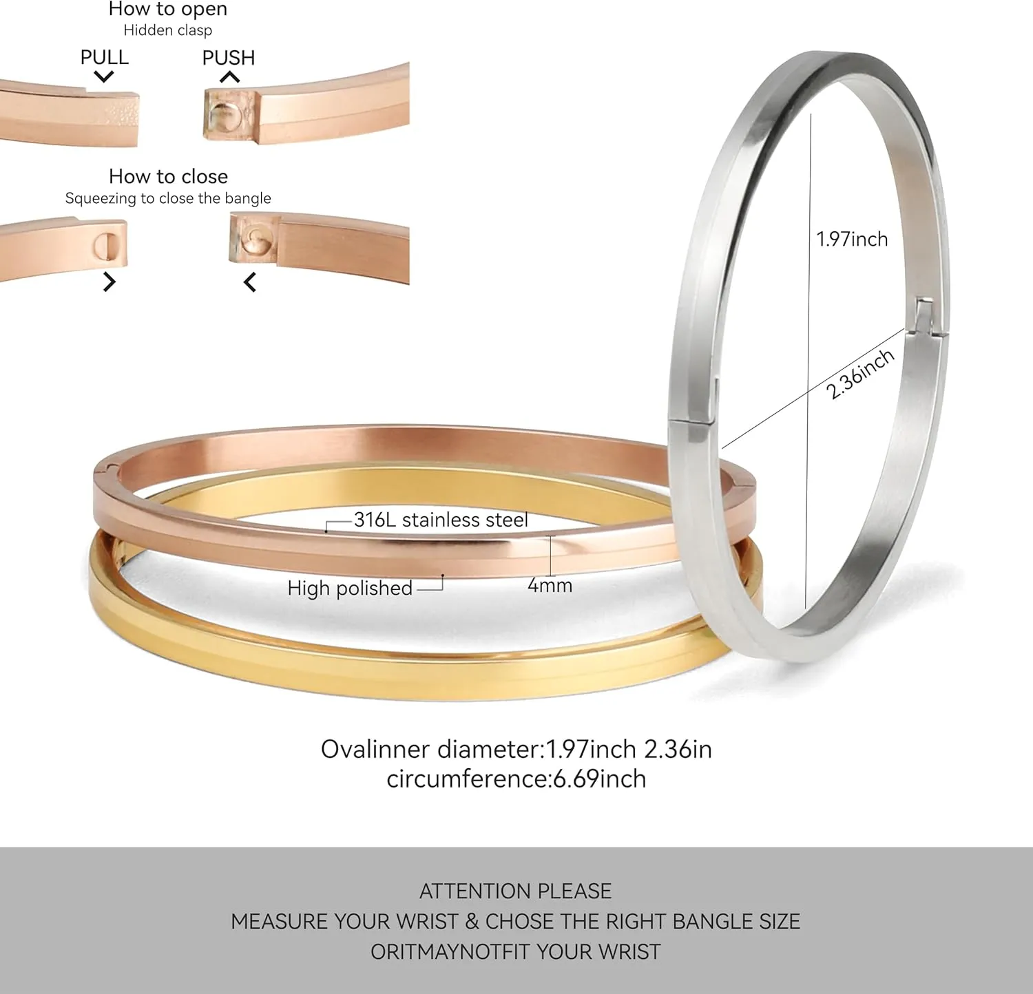 Engraved Bracelets For Women Stainless Steel Bracelet Personalized Gold Plated Bangle Birthday Gift Girls Mother's Day Valentine's Day