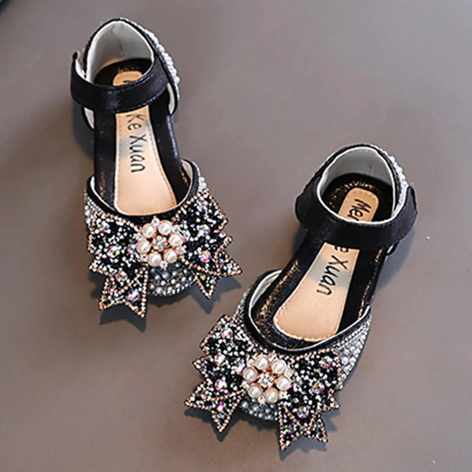 Fashion Spring And Summer Girls Sandals Dress Dance Performance Princess Shoes Pearl Rhinestone Big Girls Wedges