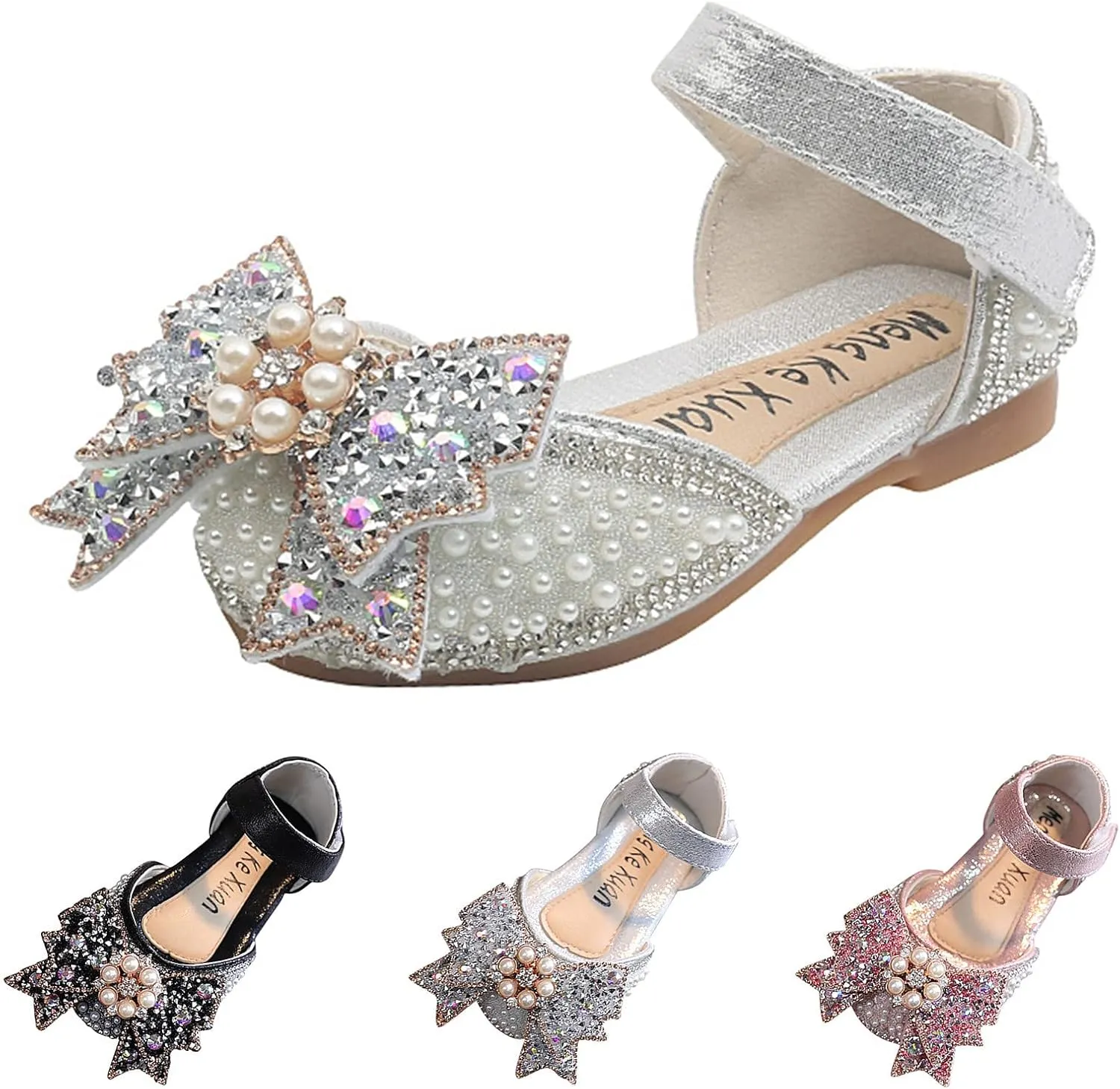 Fashion Spring And Summer Girls Sandals Dress Dance Performance Princess Shoes Pearl Rhinestone Big Girls Wedges
