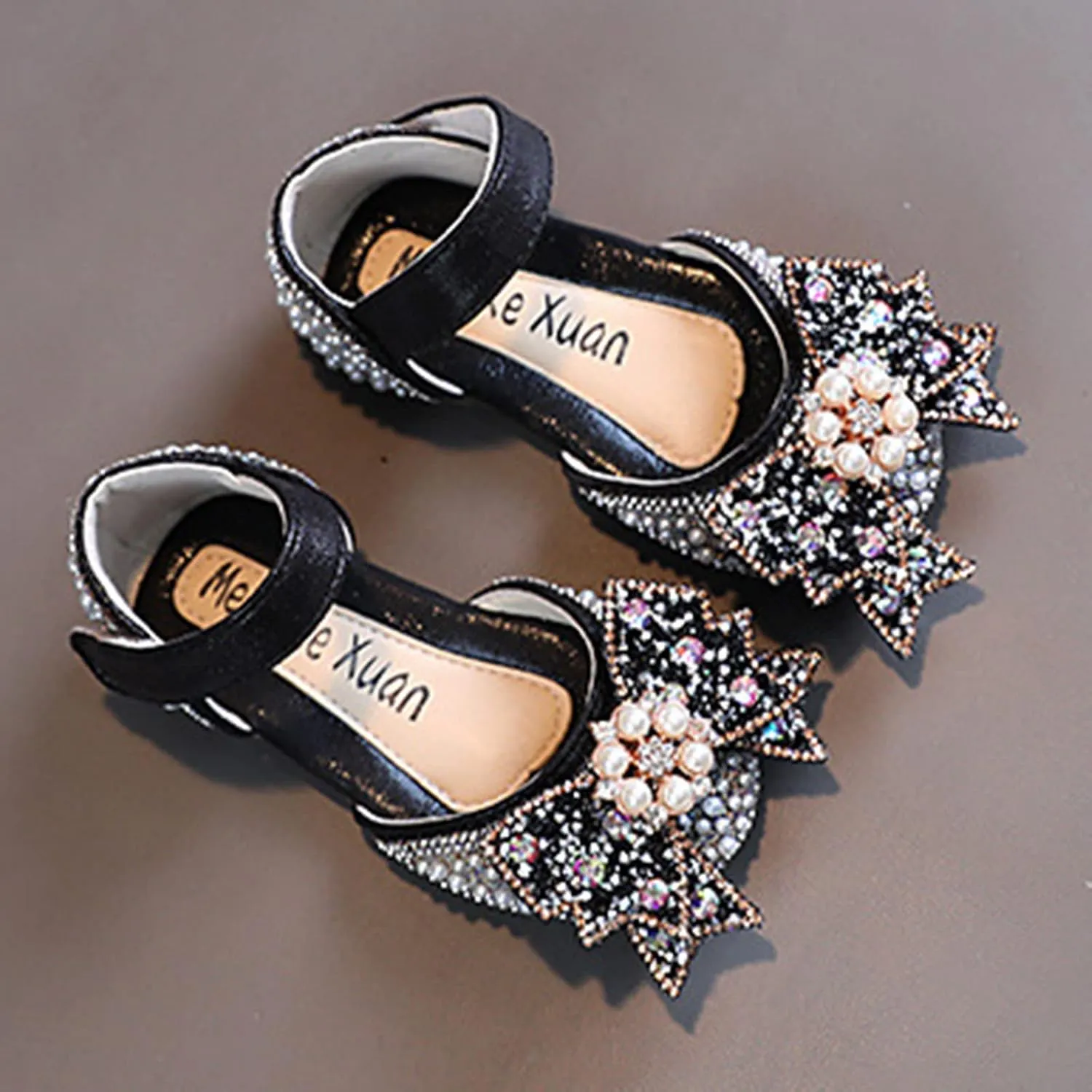 Fashion Spring And Summer Girls Sandals Dress Dance Performance Princess Shoes Pearl Rhinestone Big Girls Wedges