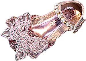 Fashion Spring And Summer Girls Sandals Dress Performance Dance Shoes Mesh Rhinestone Butterfly Pearl Belt