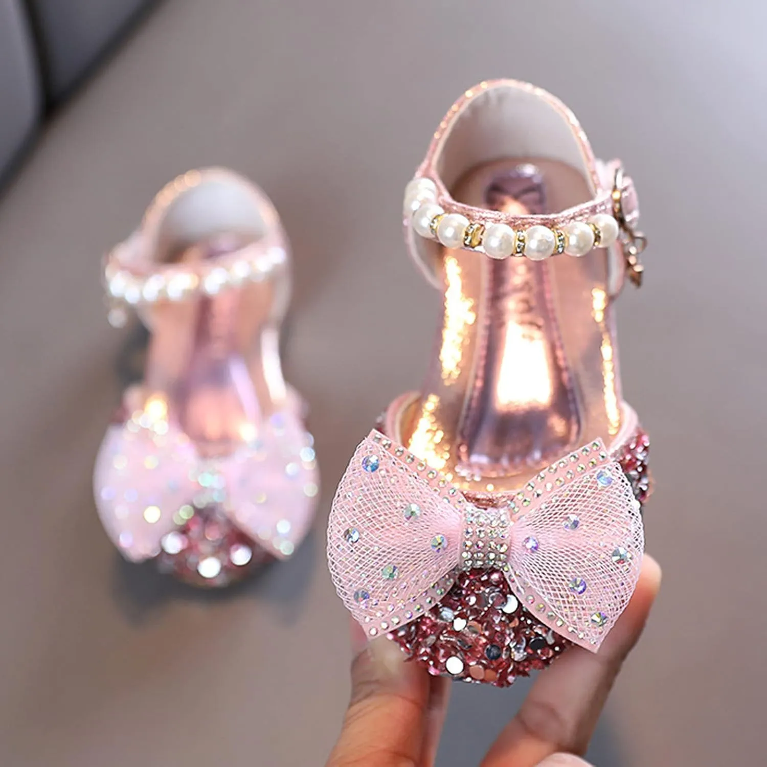 Fashion Spring And Summer Girls' Sandals Dress Performance Dance Shoes Mesh Rhinestone Pearl Girl Jelly Sandals