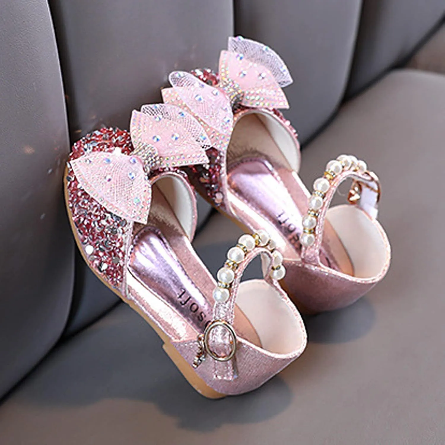 Fashion Spring And Summer Girls' Sandals Dress Performance Dance Shoes Mesh Rhinestone Pearl Girl Jelly Sandals