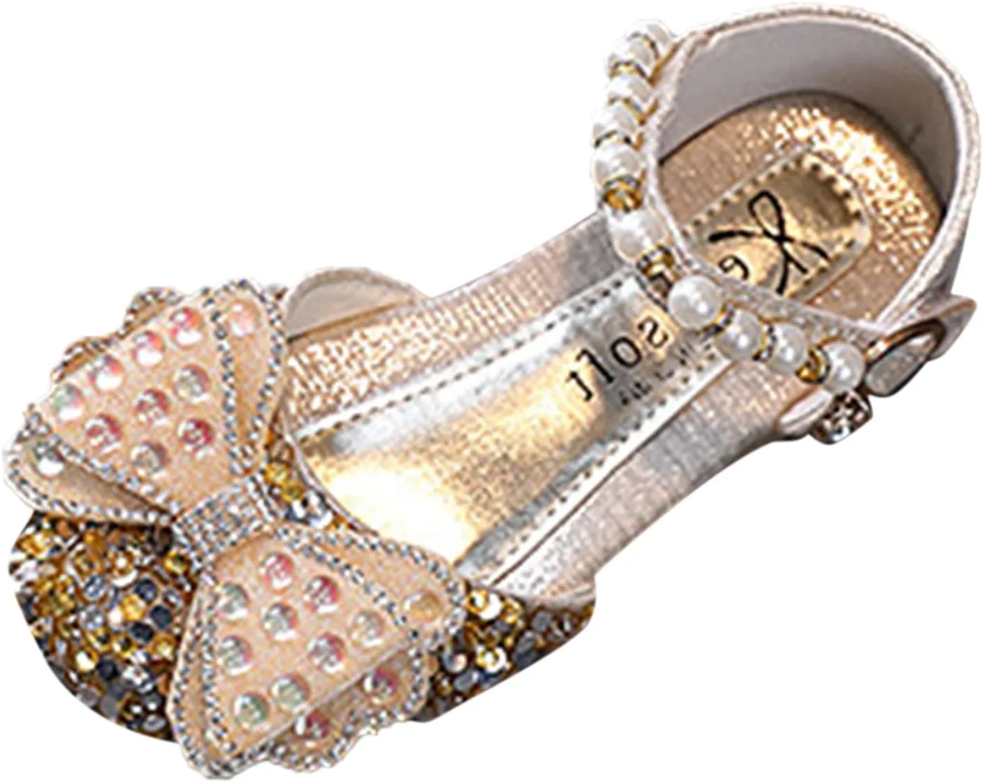 Fashion Spring and Summer Kids Dance Shoes Girls Dress Performance Rhinestone Pearl Bow Princess Shoes