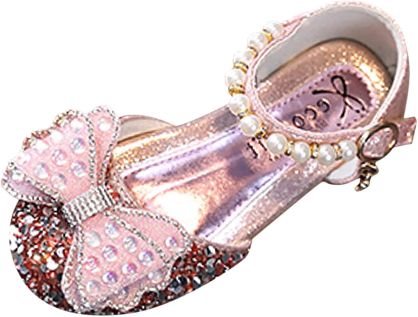 Fashion Spring and Summer Kids Dance Shoes Girls Dress Performance Rhinestone Pearl Bow Princess Shoes