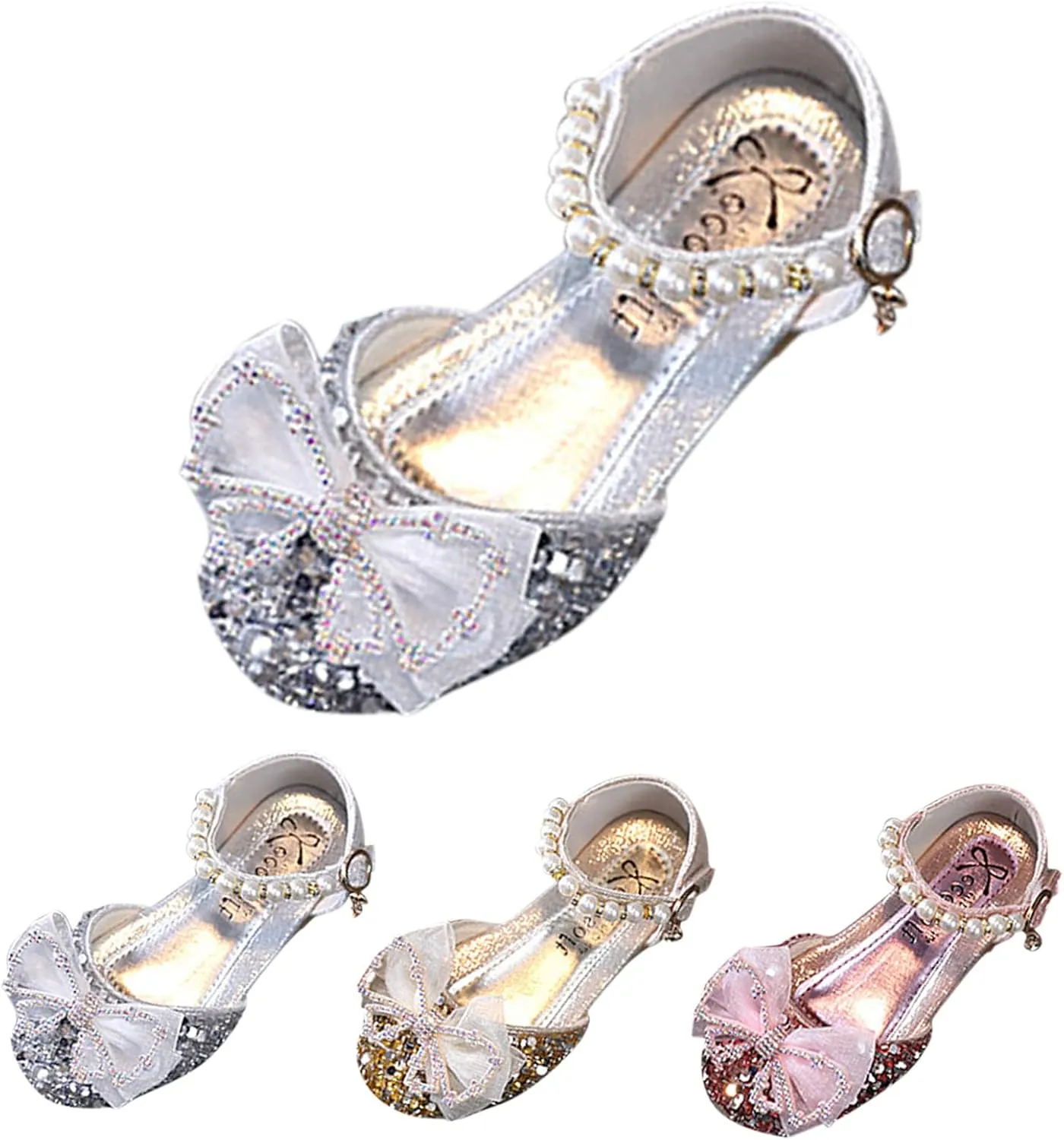 Fashion Summer Girls Sandals Dress Performance Dance Shoes Flat Light Sequins Pearl Mesh Bow Girls Jelly Sandals