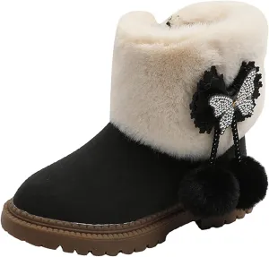Girls Boots Size 3 Fashion Autumn And Winter Girls Snow Boots Thick Bottom Non Slip Warm Solid Color Boots Girls